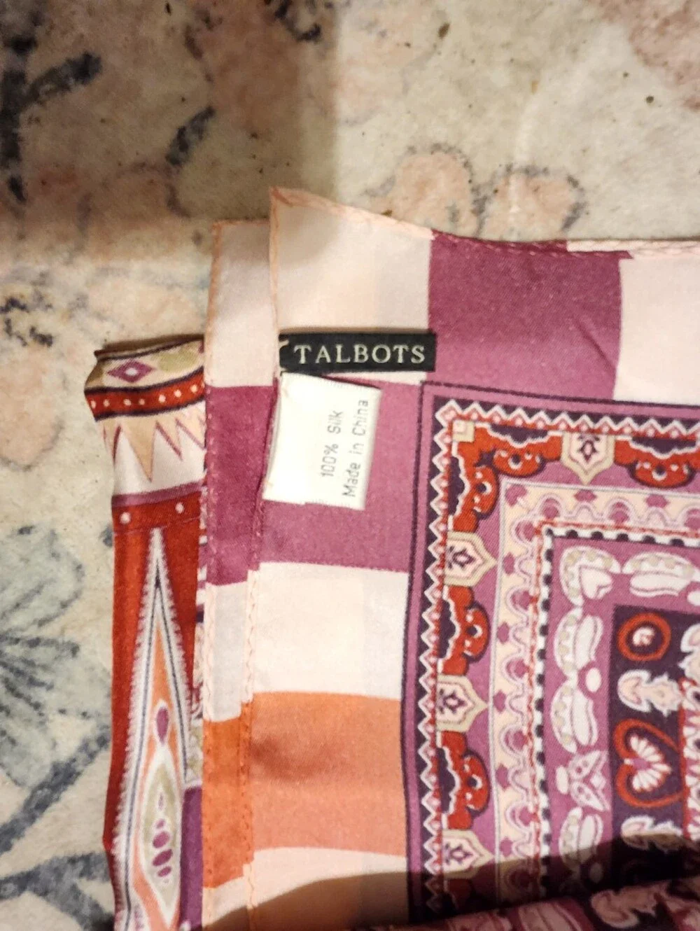 Talbots Colorblock Paisley 100% Silk Scarf
